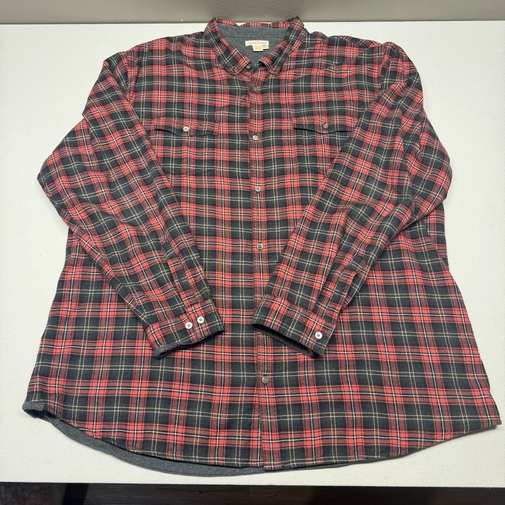 Carbon 2 Cobalt Men's Red Black Plaid Lined Flannel Shirt XXLT 2XLT Tall